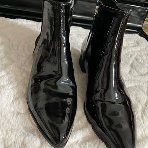 DKNY Black Patent Chelsea Boots